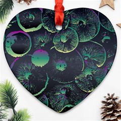 Psychedelic Mushrooms Background Heart Ornament (two Sides) by Ravend