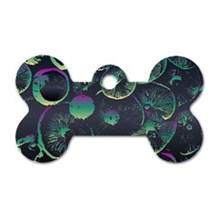 Psychedelic Mushrooms Background Dog Tag Bone (two Sides) by Ravend