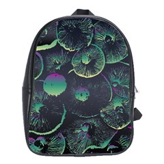 Psychedelic Mushrooms Background School Bag (large) by Ravend