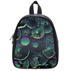 Psychedelic Mushrooms Background School Bag (small) by Ravend