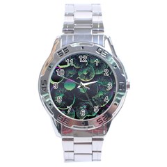 Psychedelic Mushrooms Background Stainless Steel Analogue Watch by Ravend