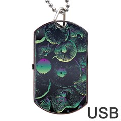 Psychedelic Mushrooms Background Dog Tag Usb Flash (one Side) by Ravend