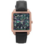 Psychedelic Mushrooms Background Rose Gold Leather Watch  Front