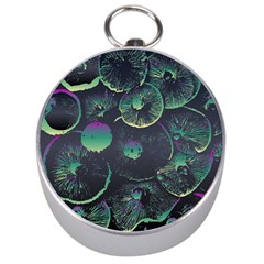 Psychedelic Mushrooms Background Silver Compasses by Ravend