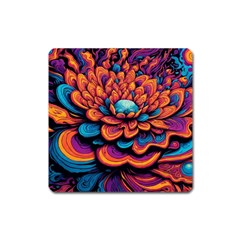 Flowers Painting Square Magnet