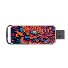 Flowers Painting Portable Usb Flash (two Sides) by Ravend