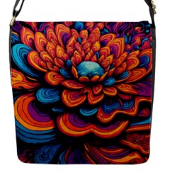 Flowers Painting Flap Closure Messenger Bag (s) by Ravend