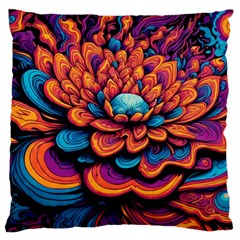 Flowers Painting Large Premium Plush Fleece Cushion Case (two Sides) by Ravend