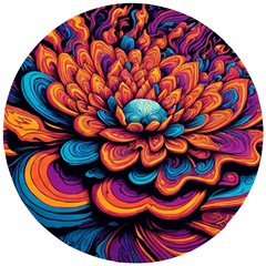 Flowers Painting Wooden Puzzle Round by Ravend