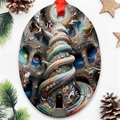 Fantasy Psychedelic Building Spiral Ornament (oval)