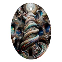 Fantasy Psychedelic Building Spiral Oval Ornament (two Sides)