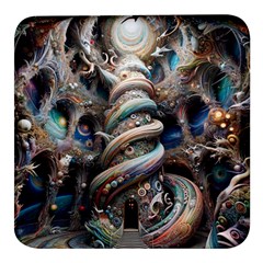 Fantasy Psychedelic Building Spiral Square Glass Fridge Magnet (4 Pack) by Ravend