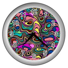 Bending Rotate Distort Waves Wall Clock (silver) by Ravend