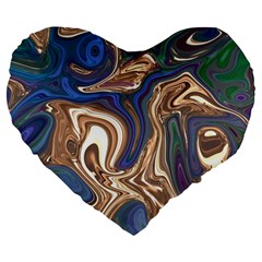 Pattern Psychedelic Hippie Abstract Large 19  Premium Heart Shape Cushions by Ravend