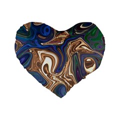 Pattern Psychedelic Hippie Abstract Standard 16  Premium Flano Heart Shape Cushions by Ravend