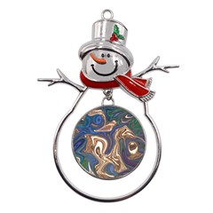 Pattern Psychedelic Hippie Abstract Metal Snowman Ornament by Ravend