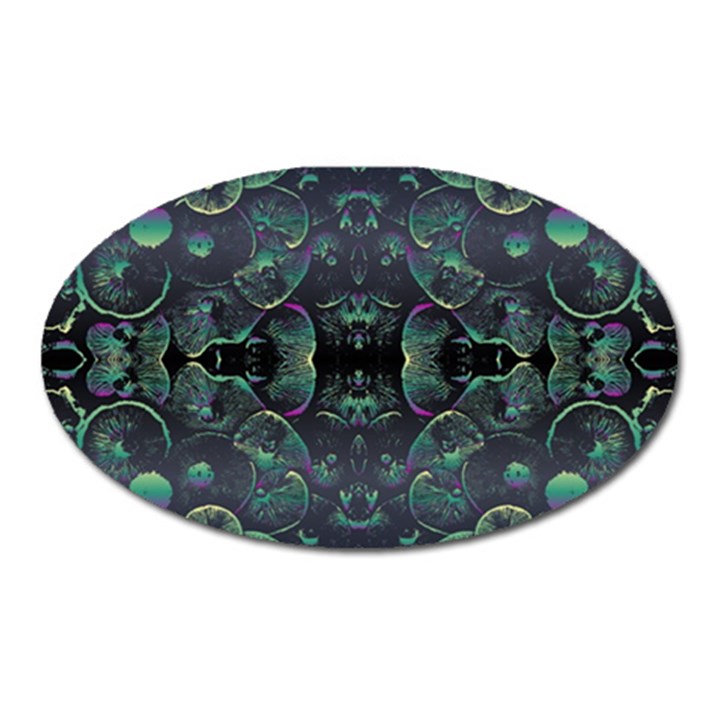 Background Pattern Mushrooms Oval Magnet