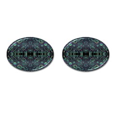 Background Pattern Mushrooms Cufflinks (oval) by Ravend