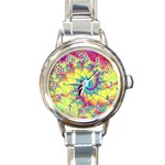 Fractal Spiral Abstract Background Round Italian Charm Watch Front