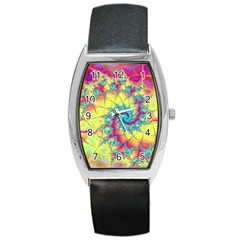 Fractal Spiral Abstract Background Barrel Style Metal Watch