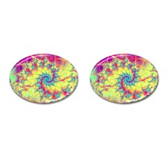 Fractal Spiral Abstract Background Cufflinks (Oval)