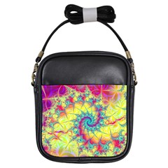 Fractal Spiral Abstract Background Girls Sling Bag