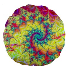 Fractal Spiral Abstract Background Large 18  Premium Flano Round Cushions