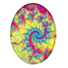 Fractal Spiral Abstract Background Oval Glass Fridge Magnet (4 pack)