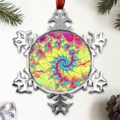 Fractal Spiral Abstract Background Metal Small Snowflake Ornament