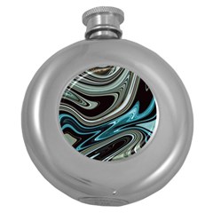 Abstract Waves Background Wallpaper Round Hip Flask (5 Oz) by Ravend