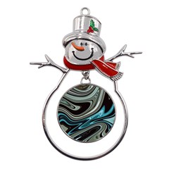 Abstract Waves Background Wallpaper Metal Snowman Ornament