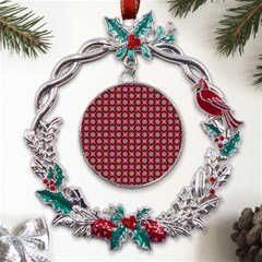 Kaleidoscope Seamless Pattern Metal X mas Wreath Holly Leaf Ornament by Ravend