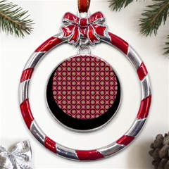 Kaleidoscope Seamless Pattern Metal Red Ribbon Round Ornament by Ravend