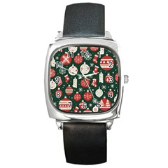 Christmas Decoration Winter Xmas Square Metal Watch by Vaneshop