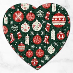 Christmas Decoration Winter Xmas Jigsaw Puzzle (heart) by Vaneshop