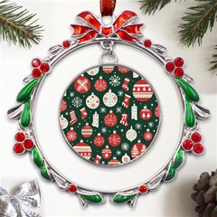 Christmas Decoration Winter Xmas Metal X mas Wreath Ribbon Ornament by Vaneshop