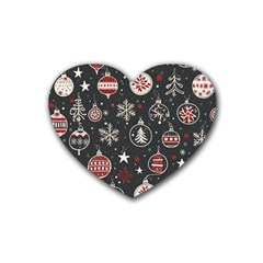 Christmas Winter Xmas Rubber Coaster (heart) by Vaneshop