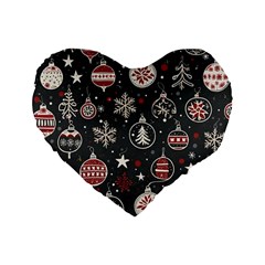 Christmas Winter Xmas Standard 16  Premium Flano Heart Shape Cushions by Vaneshop