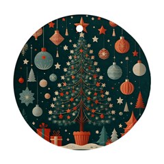 Tree Christmas Round Ornament (two Sides)