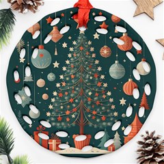 Tree Christmas Round Filigree Ornament (two Sides) by Vaneshop