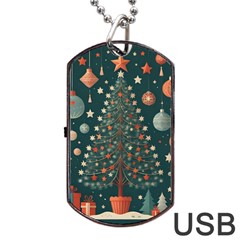 Tree Christmas Dog Tag Usb Flash (one Side) by Vaneshop