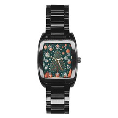 Tree Christmas Stainless Steel Barrel Watch by Vaneshop