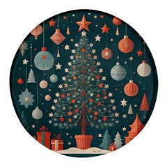 Tree Christmas Round Glass Fridge Magnet (4 Pack) by Vaneshop