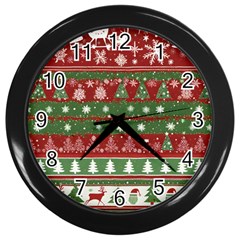 Christmas Decoration Winter Xmas Pattern Wall Clock (black)