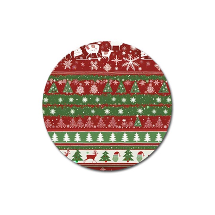 Christmas Decoration Winter Xmas Pattern Magnet 3  (Round)