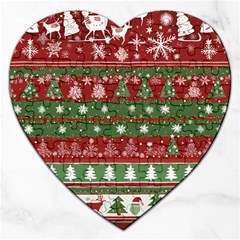 Christmas Decoration Winter Xmas Pattern Jigsaw Puzzle (heart) by Vaneshop