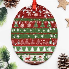 Christmas Decoration Winter Xmas Pattern Ornament (oval Filigree) by Vaneshop