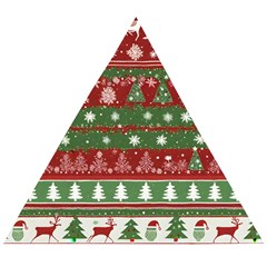 Christmas Decoration Winter Xmas Pattern Wooden Puzzle Triangle by Vaneshop