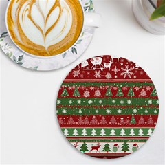 Christmas Decoration Winter Xmas Pattern Uv Print Round Tile Coaster by Vaneshop