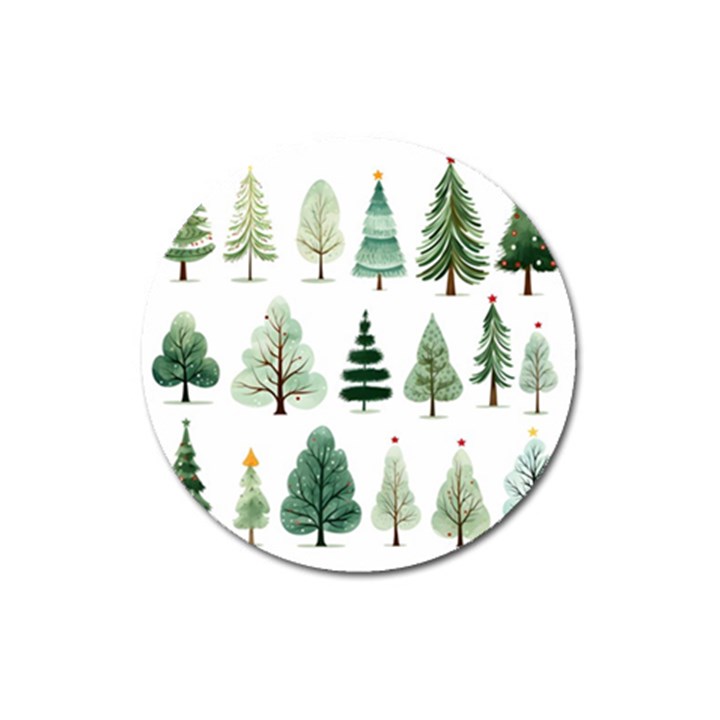 Christmas Trees Magnet 3  (Round)